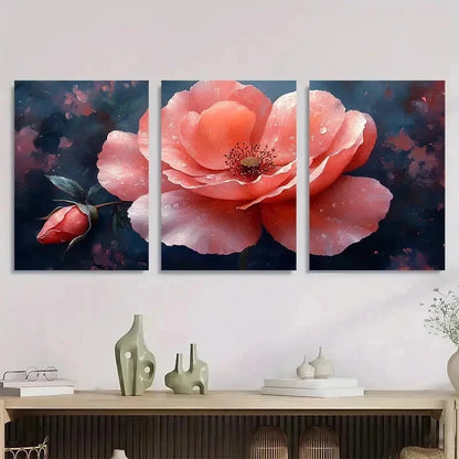 3pcs Pink Watercolor Rose Flower Perfect Wall Art Set Canvas Framed 40x60cm - High Quality Print 100% Australian Made Wall Canvas Ready to Hang