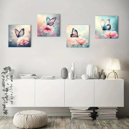 4pcs Iris flower Wall Art Canvas Framed