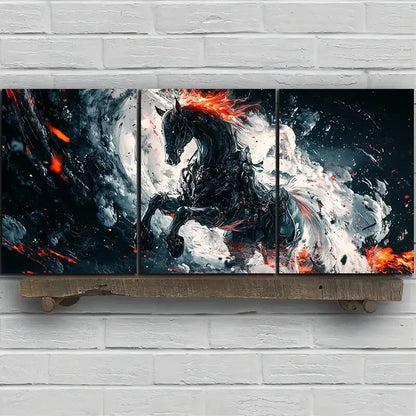 3pcs Horses in the Clouds Animal Themed Metal Print Ready to Hang Art