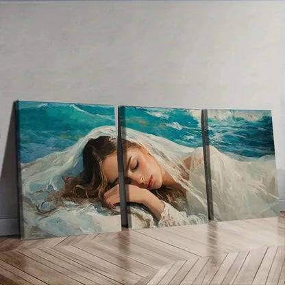 3pcs She has her head down Wall Art Set Canvas Unframed - High Quality Print 100% Australian Made Wall Canvas