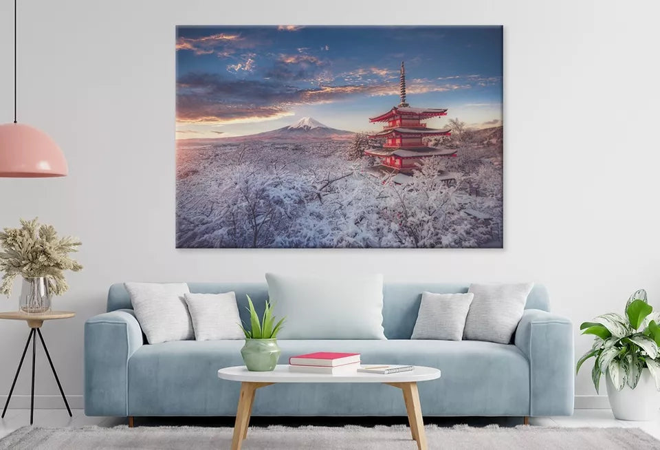 Mountain Fuji And Chureito Pagoda  Wall Art Decor 100% Australian Made