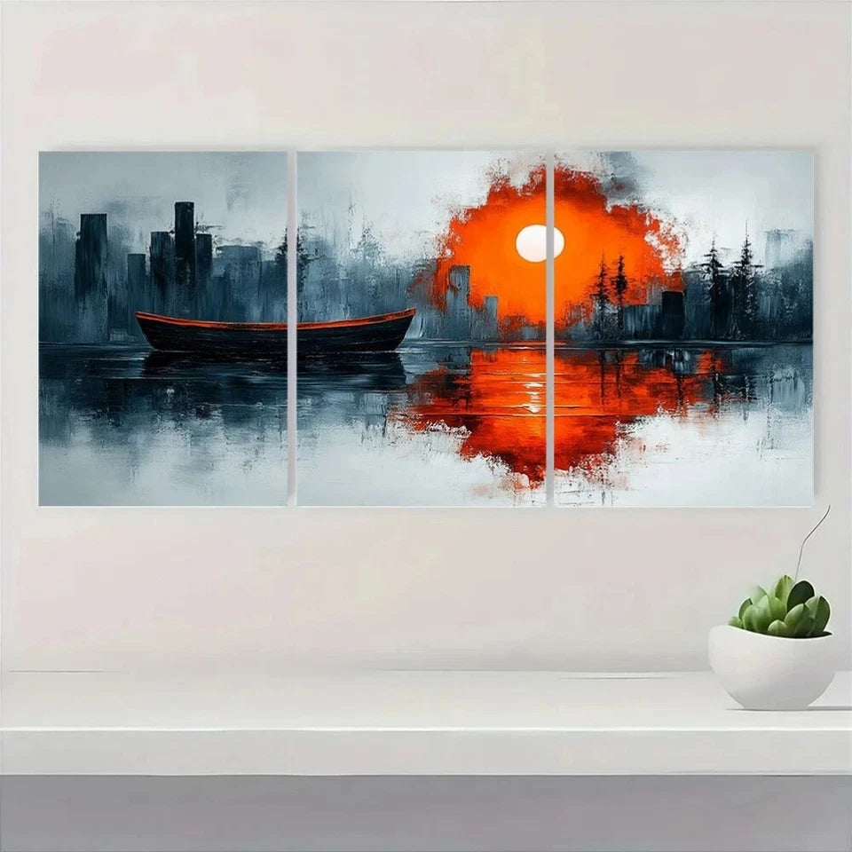 3pcs Abstract Oil Painting Vivid Colors Metal Print Ready to Hang Art