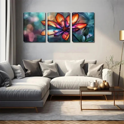 3pcs Vibrant Floral Colorful Flowers Perfect Wall Art Set Canvas Framed 60x90cm - High Quality Print 100% Australian Made Wall Canvas Ready to Hang