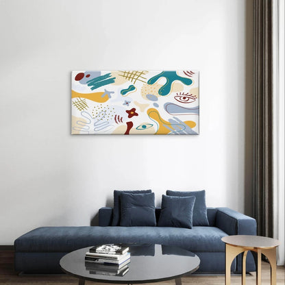 Modern Abstract Whimsical Shapes Wall Art Canvas Office Home Framed 120x60cm