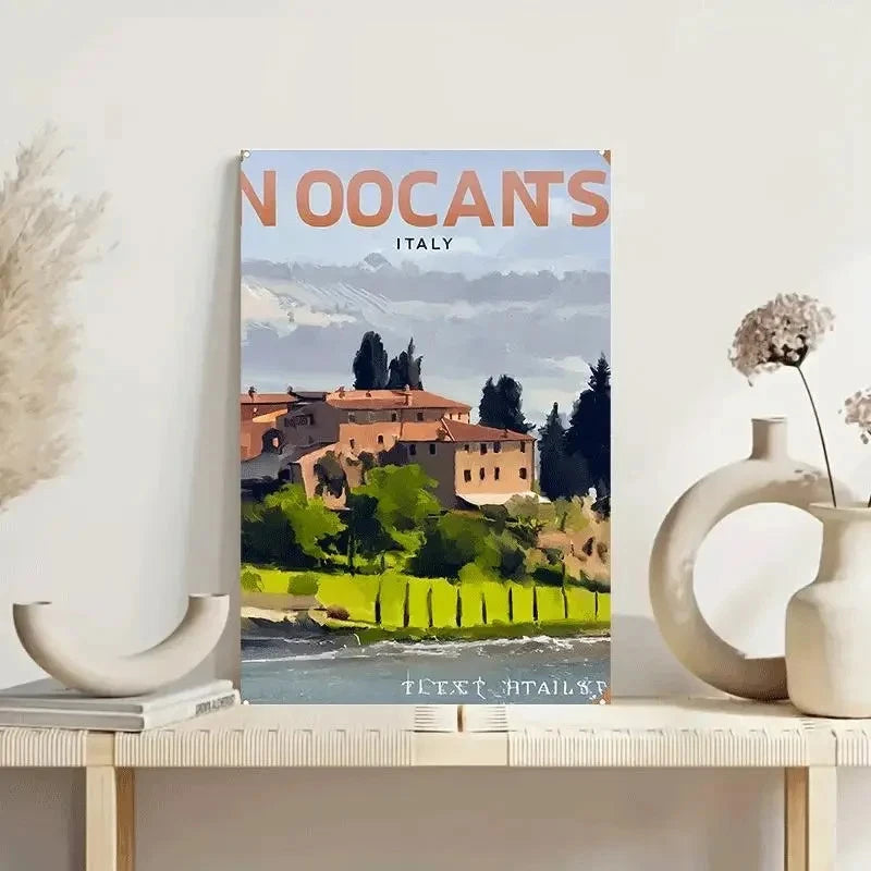 Italian Villa Italy Tuscan Countryside Painting Travel Poster Print Wall Art