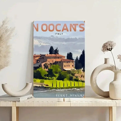 Italian Villa Italy Tuscan Countryside Painting Travel Poster Print Wall Art