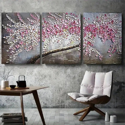 3pcs Pink Cherry Blossom Branch Wall Art Set Canvas Framed 60x90cm - High Quality Print 100% Australian Made Wall Canvas Ready to Hang