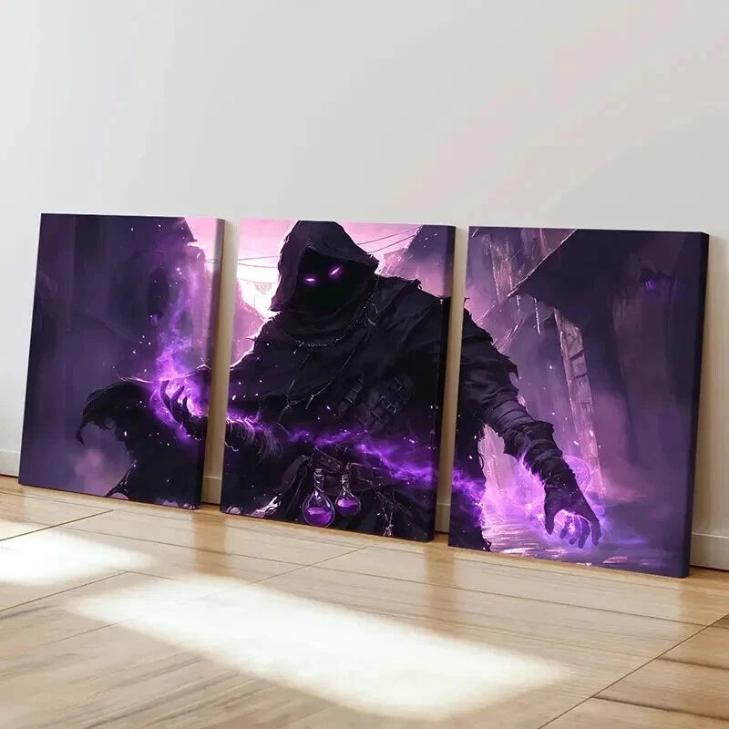 3pcs Anime Art Demon Grim Reaper Modern Wall Art Set Canvas Framed 40x60cm - High Quality Print 100% Australian Made Wall Canvas Ready to Hang
