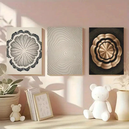 3pcs Tree Rings Growth Rings Wood Texture Metal Print Ready to Hang Art