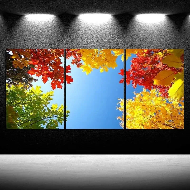 3pcs The Sky in the Forest Colourful Flowers Metal Print Ready to Hang Art