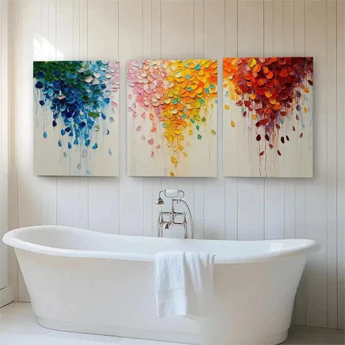 3pcs Vibrant Flower Petals Abstract Perfect Wall Art Set Canvas Unframed - High Quality Print 100% Australian Made Wall Canvas