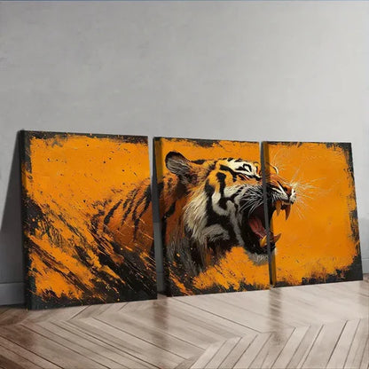 3pcs Tiger Roaring Wall Art Set Canvas Unframed - High Quality Print 100% Australian Made Wall Canvas
