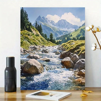 Beautiful Painting Of a Flowing Stream in Kitzbühel 40x60cm Metal Print Ready to Hang