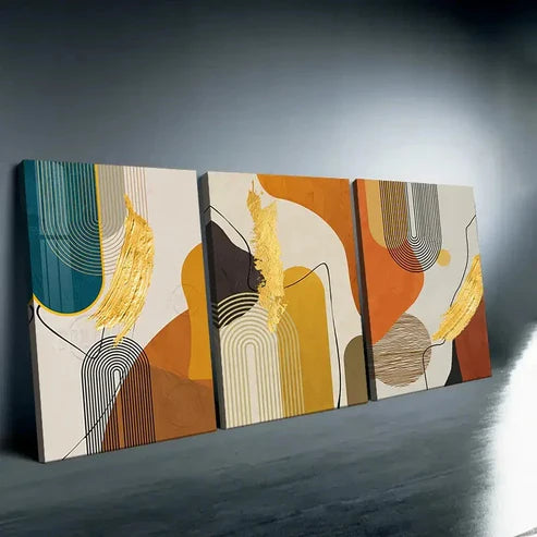 3pcs Abstract Geometric Bohemian Fantasy Theme Perfect Wall Art Canvas Unframed - High Quality Print 100% Australian Made Wall Canvas