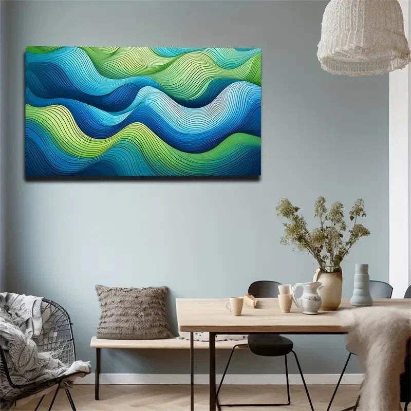 Abstract Wave Wall Art Canvas Office Home Room Framed 120x60cm