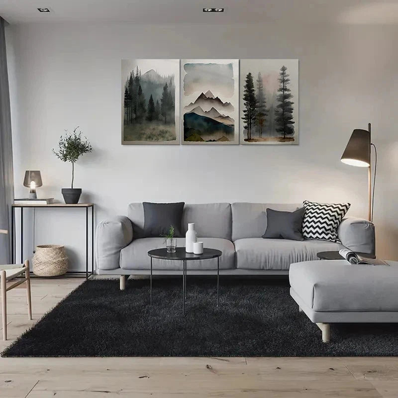 3pcs Mountain Nature Scene Painting Metal Print Ready to Hang Art