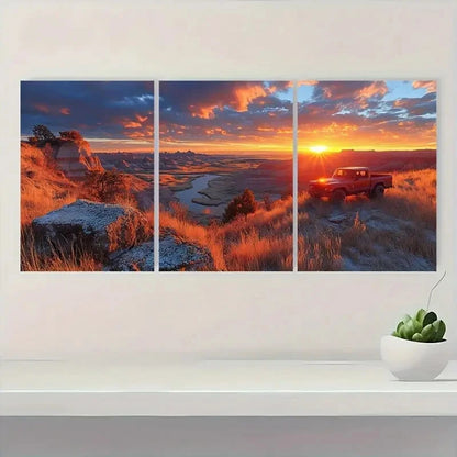 3pcs Stunning Badlands National Park Sunset Metal Print Ready to Hang Art