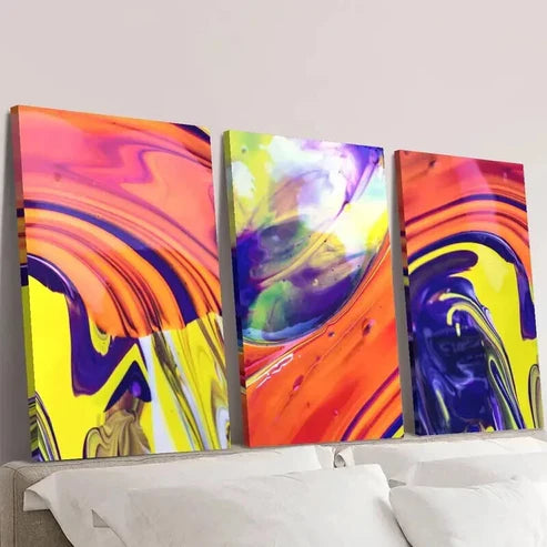 3pcs Abstract Multi Color Liquid Wall Art Canvas Unframed – High Quality Print 100% Australian Made Wall Canvas