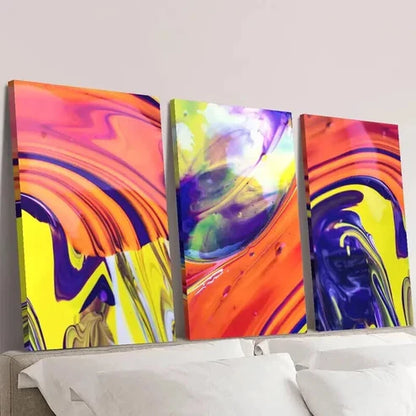 3pcs Abstract Multi Color Liquid Wall Art Canvas Unframed – High Quality Print 100% Australian Made Wall Canvas