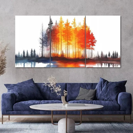 3pcs Abstract Forest Painting Style Artwork Canvas Framed 40x60cm - High Quality Print 100% Australian Made Wall Canvas Ready to Hang