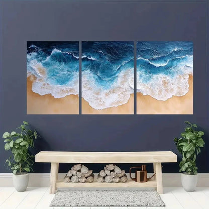 3pcs Panoramic Ocean Beach Sea Wall Art Set Canvas Framed 40x60cm - High Quality Print 100% Australian Made Wall Canvas Ready to Hang