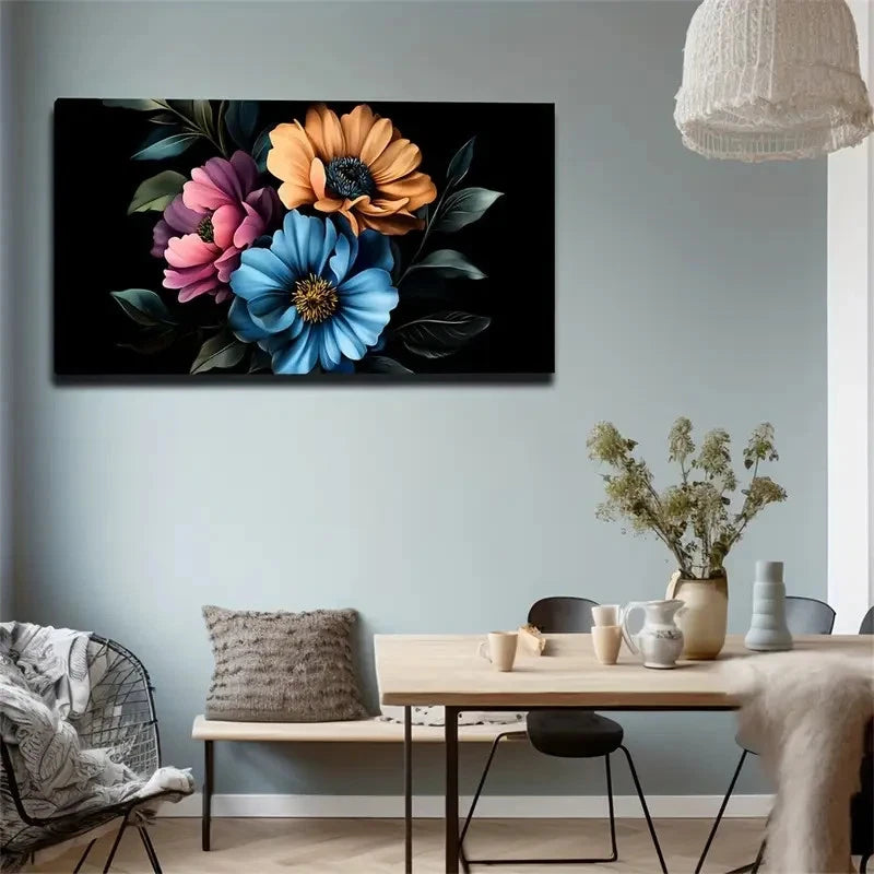 Modern Minimalist Floral Paint Wall Art Canvas Office Home Room Framed 120x60cm