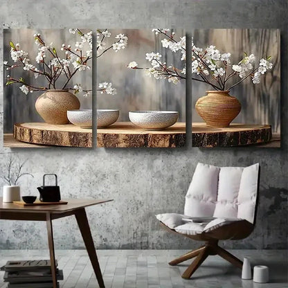 3pcs Vibrant Pink Sakura Flowers Metal Print Ready to Hang Art