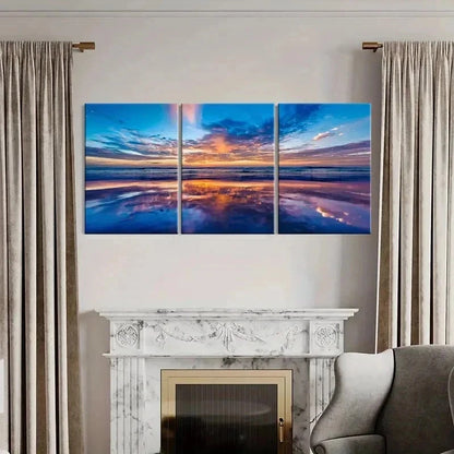 3pcs Sea Ocean Sunrise Coastline Modern Wall Art Set Canvas Framed 40x60cm - High Quality Print 100% Australian Made Wall Canvas Ready to Hang