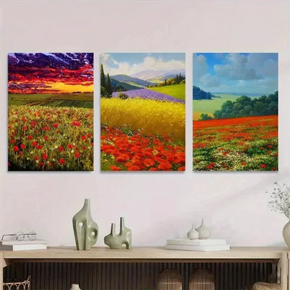 3pcs Beautiful Scenery Painting Vibrant Wall Art Set Canvas Unframed - High Quality Print 100% Australian Made Wall Canvas