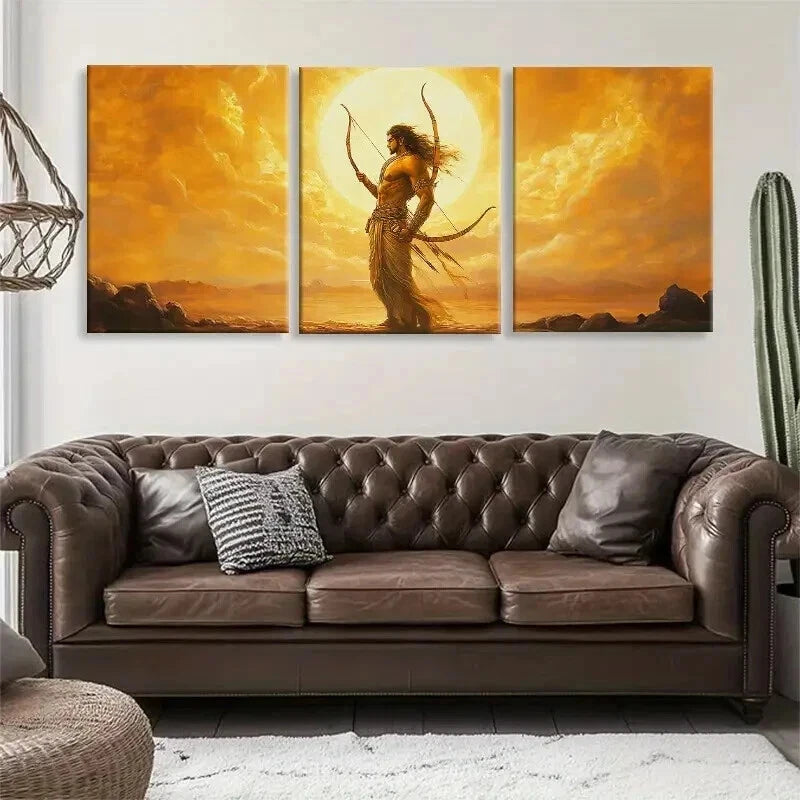 3pcs Archer in Golden Sunset Warrior Perfect Wall Art Set Canvas Framed 40x60cm - High Quality Print 100% Australian Made Wall Canvas Ready to Hang