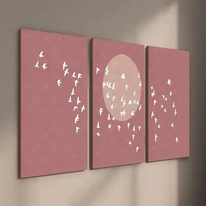 3pcs Minimalist Bird Flock Silhouette Wall Art Set Canvas Framed 50x70cm - High Quality Print 100% Australian Made Wall Canvas Ready to Hang