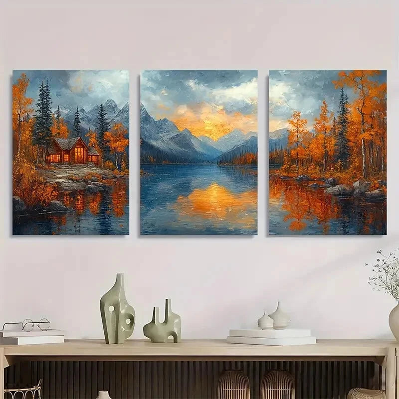 3pcs Mallery Lake Scenic Landscape Lake Metal Print Ready to Hang Art