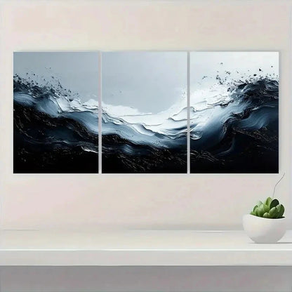 3pcs Minimalist Gray and Black Textured  BT   Wall Art Set Canvas Framed 60x90cm - High Quality Print 100% Australian Made Wall Canvas Ready to Hang
