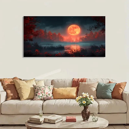 Red Moon  Landscape  wall canvas office home room framed 120x60cm