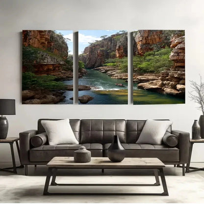 3pcs Beautiful Nitmiluk Canyon, Australia Wall Art Set Canvas Framed 50x70cm - High Quality Print 100% Australian Made Wall Canvas Ready to Hang