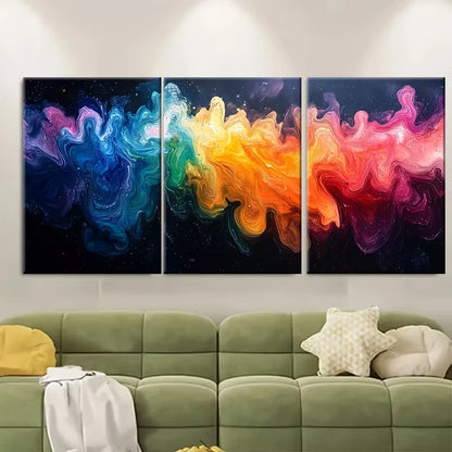 3pcs Rainbow Marbling Abstract Metal Print Ready to Hang Art