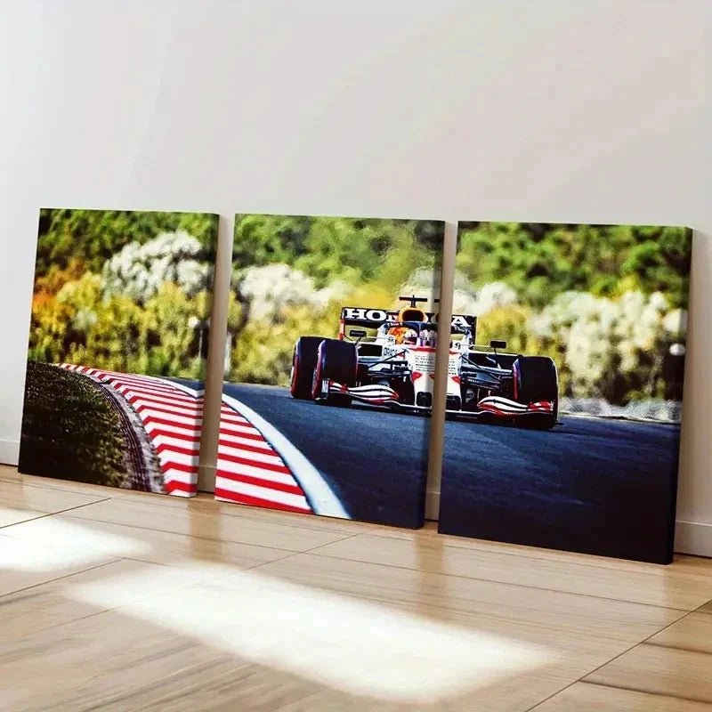 3pcs Formula One Racing Car Decoration Wall Art Set Canvas Framed 40x60cm - High Quality Print 100% Australian Made Wall Canvas Ready to Hang