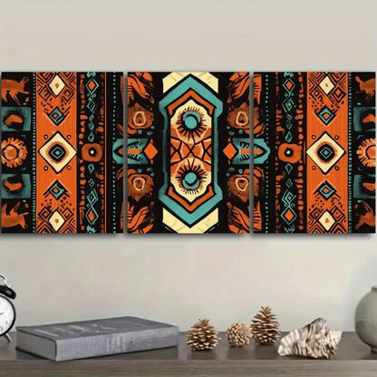 3pcs Vib African Dashiki Graphic Design Print Wall Art Set Canvas Framed 50x70cm - High Quality Print 100% Australian Made Wall Canvas Ready to Hang