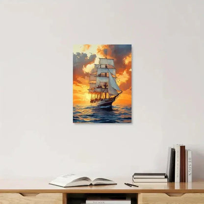 Beautiful Majestic Sailing Ship With Billowing 60x90cm Metal Print Ready to Hang