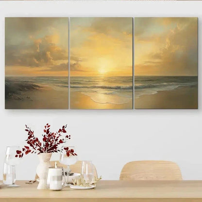 3pcs Featuring Tranquil Beach Waves And Calm Wall Art Set Canvas Framed 40x60cm - High Quality Print 100% Australian Made Wall Canvas Ready to Hang