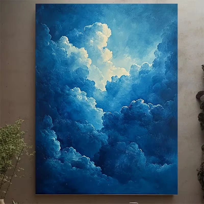 Blue Clouds Abstract Fantasy 60x90cm Metal Print Ready to Hang
