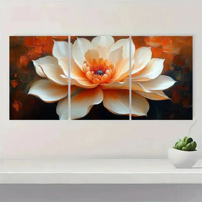 3pcs Beige Flower Art Flower Orange A Wall Art Set Canvas Unframed - High Quality Print 100% Australian Made Wall Canvas - Bella Home Decor