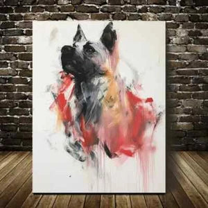 Beautiful Contemporary Abstract Dog Painting 40x60cm Metal Print Ready to Hang