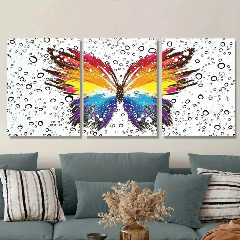 3pcs Colorful Butterfly Modern Abstract Metal Print Ready to Hang Art