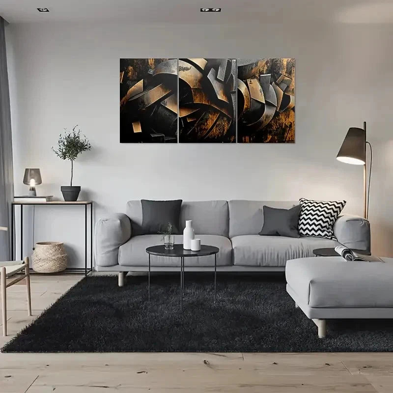 3pcs Modern Abstract Stylish Decor Metal Print Ready to Hang Art