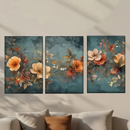 3pcs Painting of Orange Yellow Flowers Wall Art Set Canvas Framed 40x60cm - High Quality Print 100% Australian Made Wall Canvas Ready to Hang