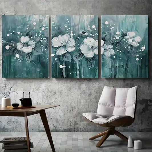 3pcs White Flowers & Butterflies Wall Art Set Canvas Framed 60x90cm - High Quality Print 100% Australian Made Wall Canvas Ready to Hang