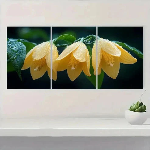 3pcs Vibrant Green Leave Blooming Flower Perfect Wall Art Canvas Unframed – High Quality Print 100% Australian Made Wall Canvas