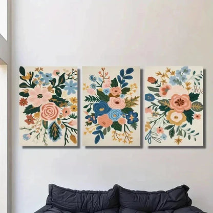3pcs Nordic Style Flowers and Plants  Wall Art Set Canvas Unframed - High Quality Print 100% Australian Made Wall Canvas