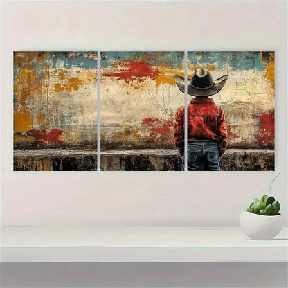 3pcs Rustic Bohemian Cowboy Vintage Farmhouse Metal Print Ready to Hang Art